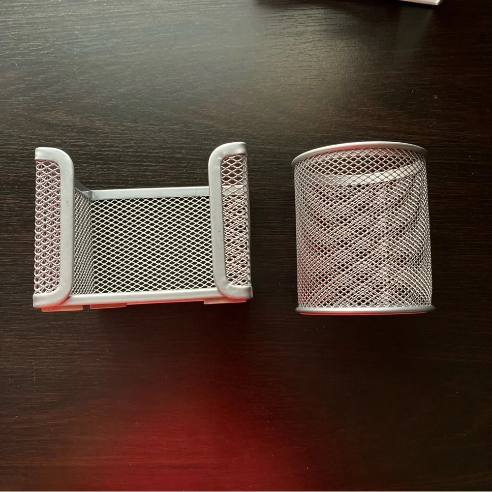 3-Piece Mesh Wire Desk Organizer Set Silver